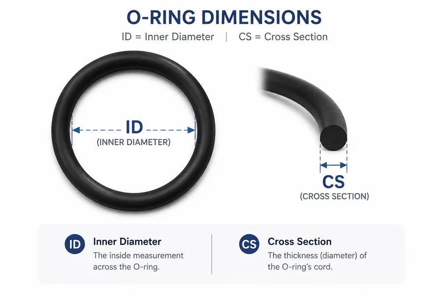 O-Ring Dimensions - ID and CS diagram